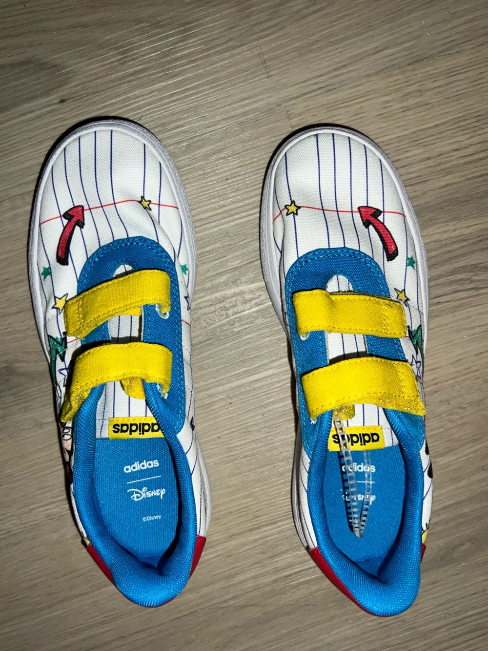 Adidas Kids Sneakers Size 3 – White, Yellow & Blue, Mickey Mouse